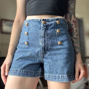 Zara High Waist Blue Denim Shorts